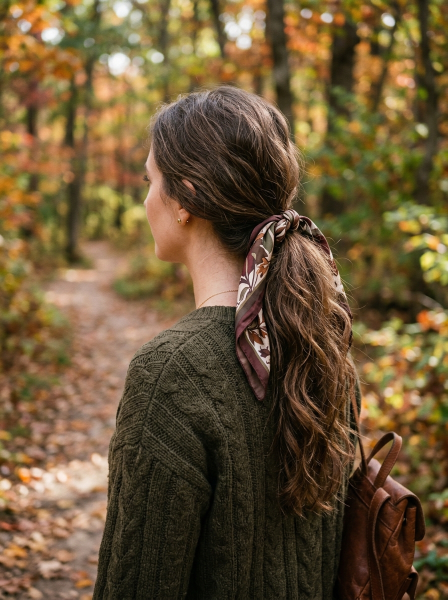 Scarf Ponytail als Herbst Frisuren Inspiration 2026